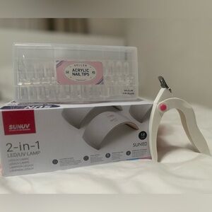 2-in-1 Nail Lamp with GelLen Acrylic Nail Tips - White